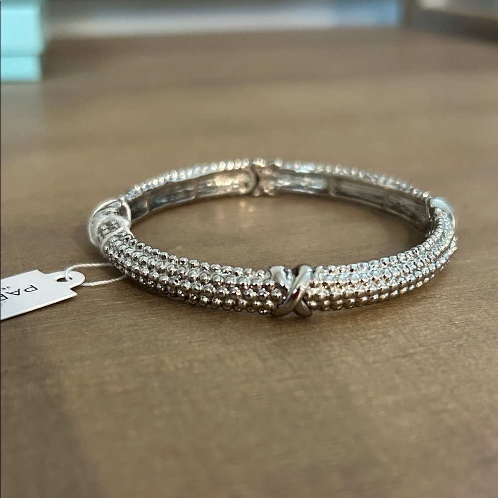 Park Lane Silver Crystal-Accented Hinged Bangle Bracelet - Picture 3 of 3
